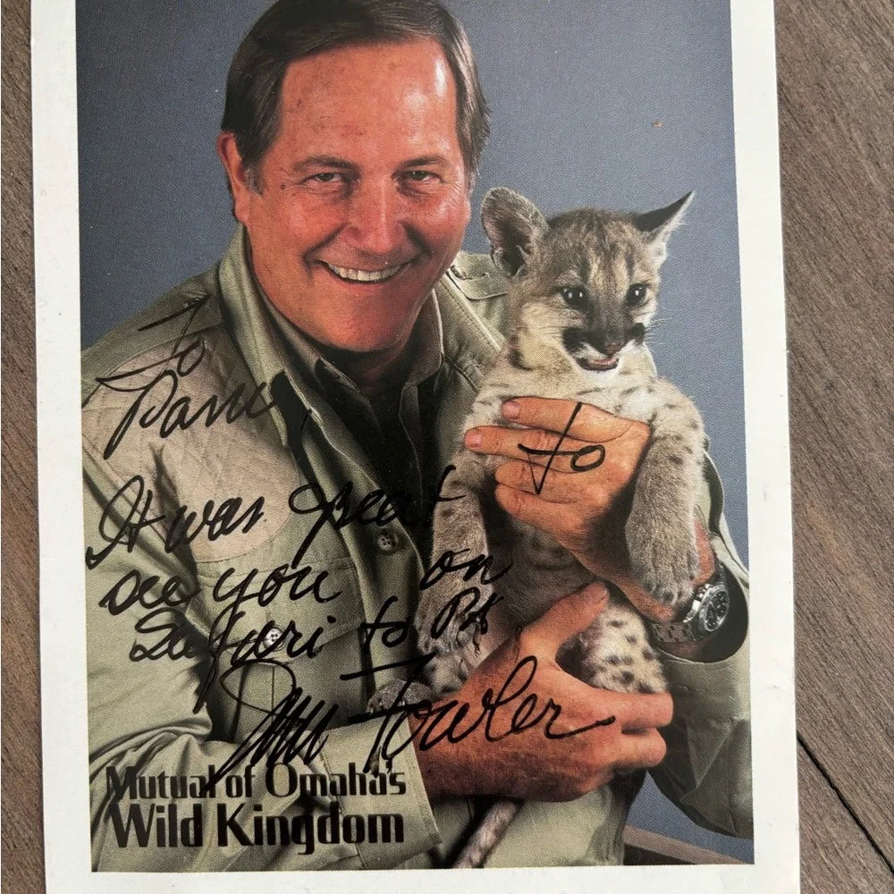 Endangered species Koala print tie and Jim Fowler autographed postcard